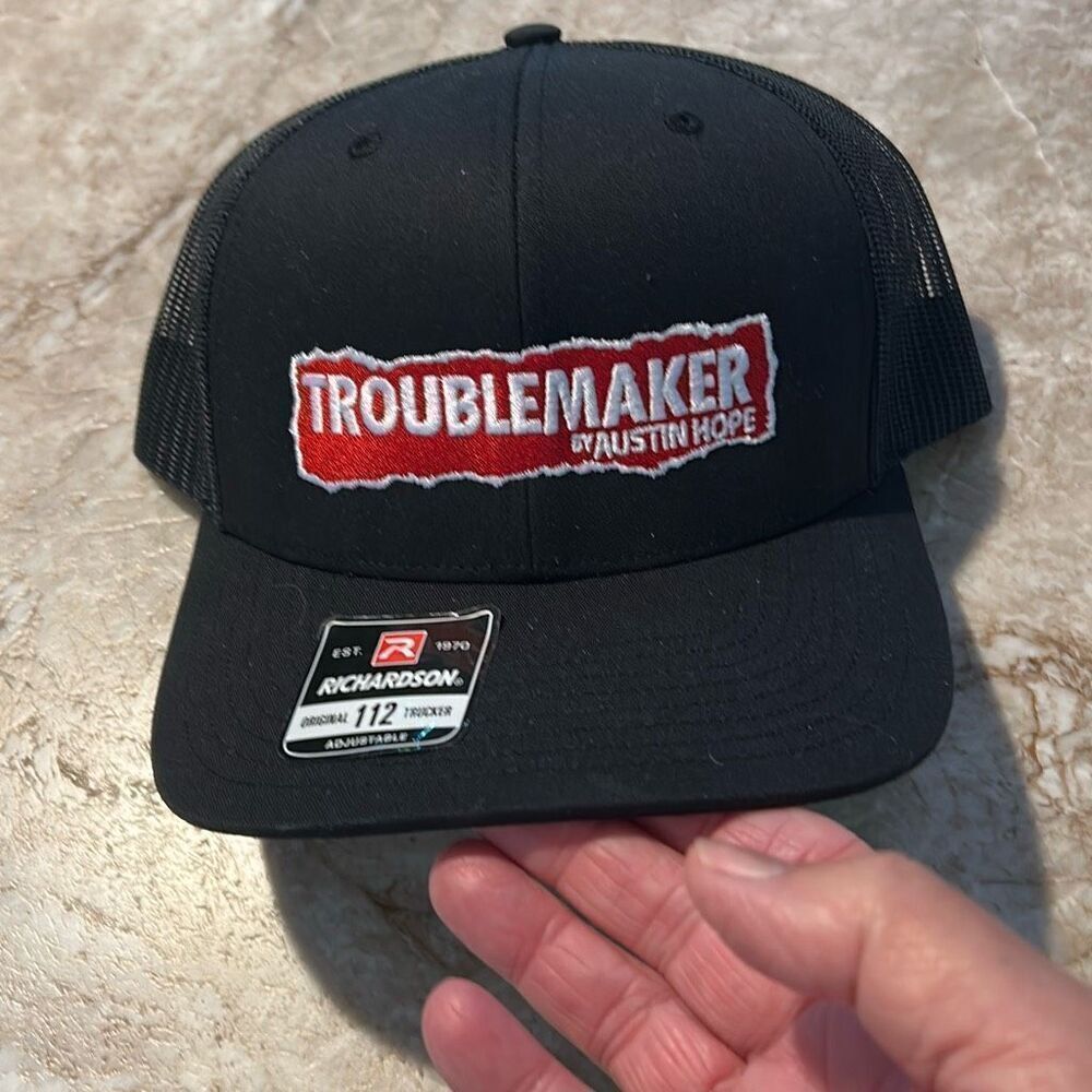 TROUBLEMAKER Black Trucker Hat NWT